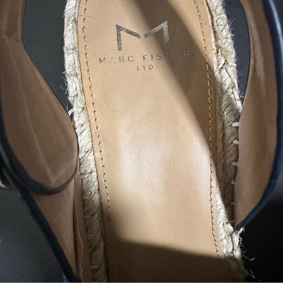 Marc Fisher Landela Womens Sandals Size 8 Blue Leather Platform Peep Espadrille - Picture 4 of 8